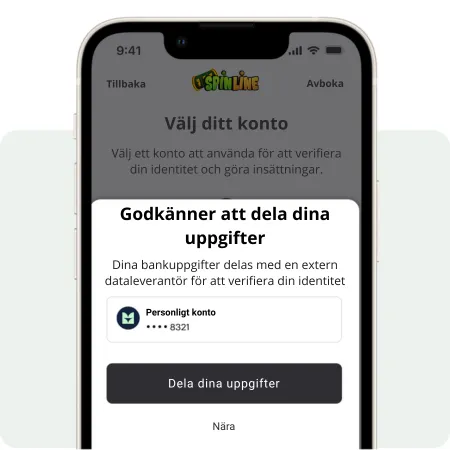 Godkännandeskärm för delning av bankuppgifter