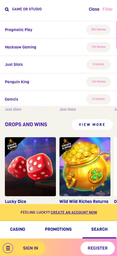 Sortera spel efter kategori