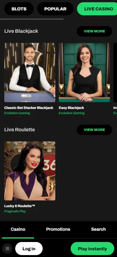 Spela med riktiga dealers live