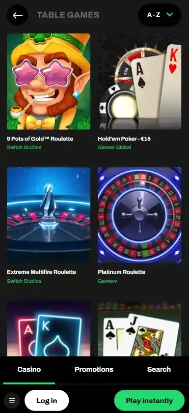 Klassiska kortspel och roulette