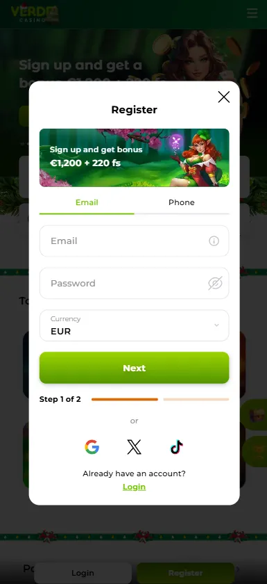 Skapa nytt spelkonto