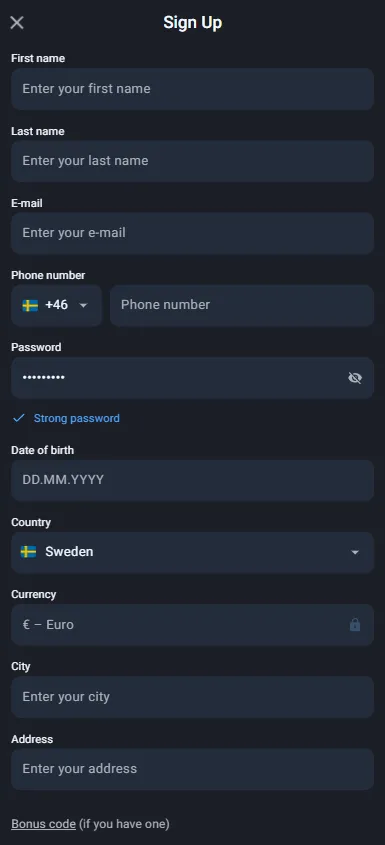 Registreringsformulär på Twin